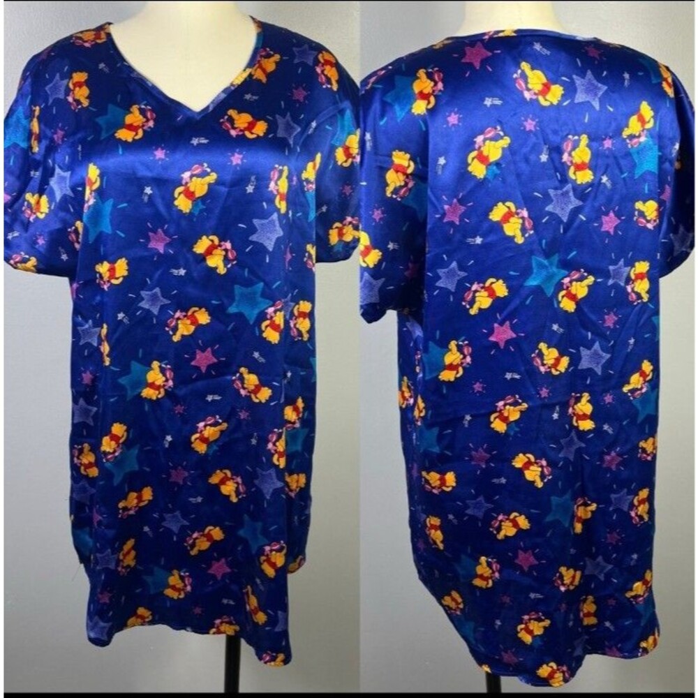 Disney Pooh Bear and Piglet Silky Nightgown Y2K Size L